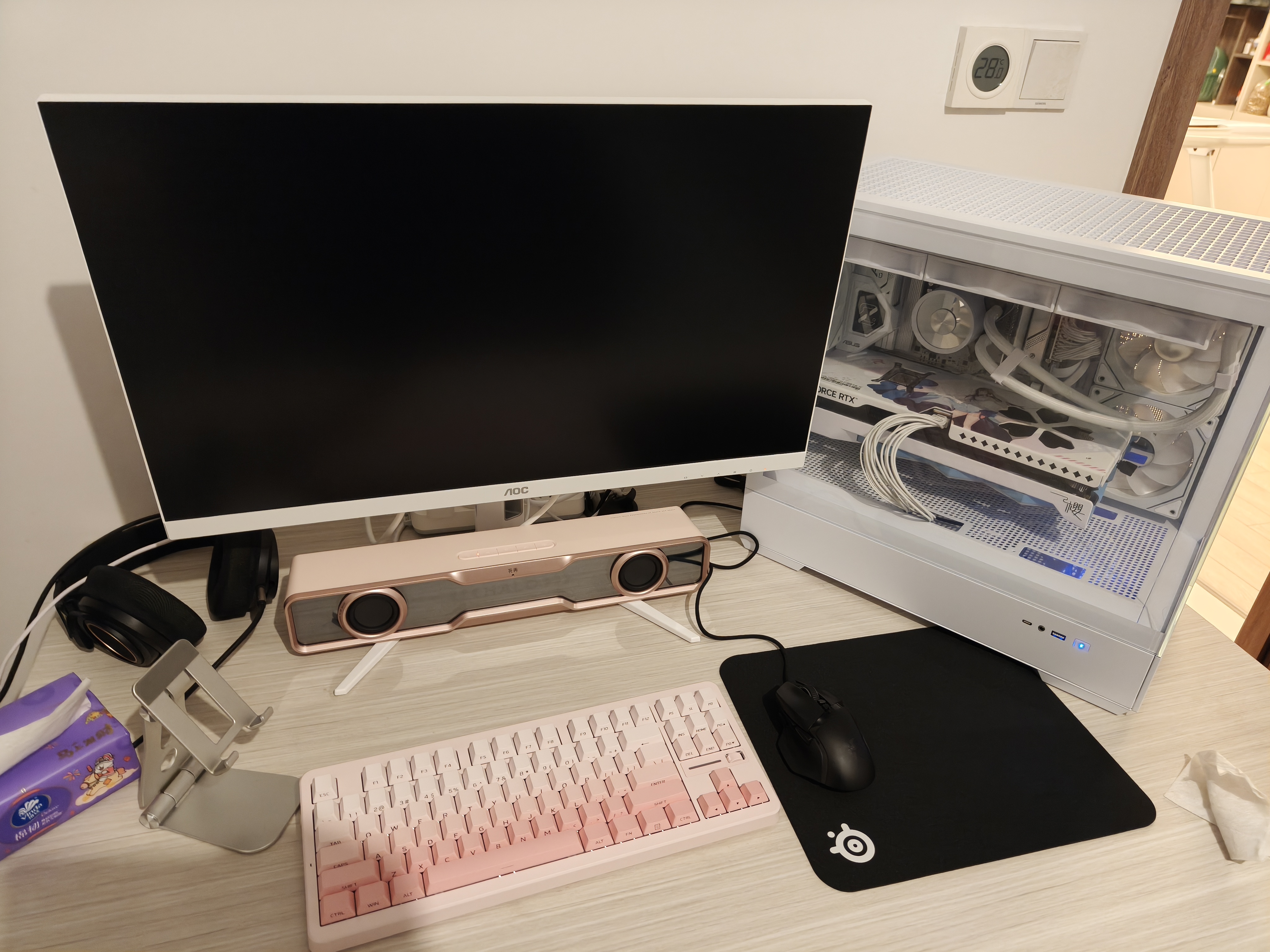 漫步者（EDIFIER）花再Halo SoundBar桌面蓝牙音箱炫彩深渊灯效音响游戏宿舍家用隐藏麦台式笔记本送男女友礼物 【影院级音质】樱花粉 实拍图
