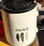 拜杰马克杯杯子礼物咖啡杯牛奶杯早餐杯带勺盖杯男女大容量水杯420ML 实拍图