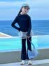 图图小象女童瑜伽服套装亲子速干lulu运动两件套 藏青色  140 身高约140cm 实拍图