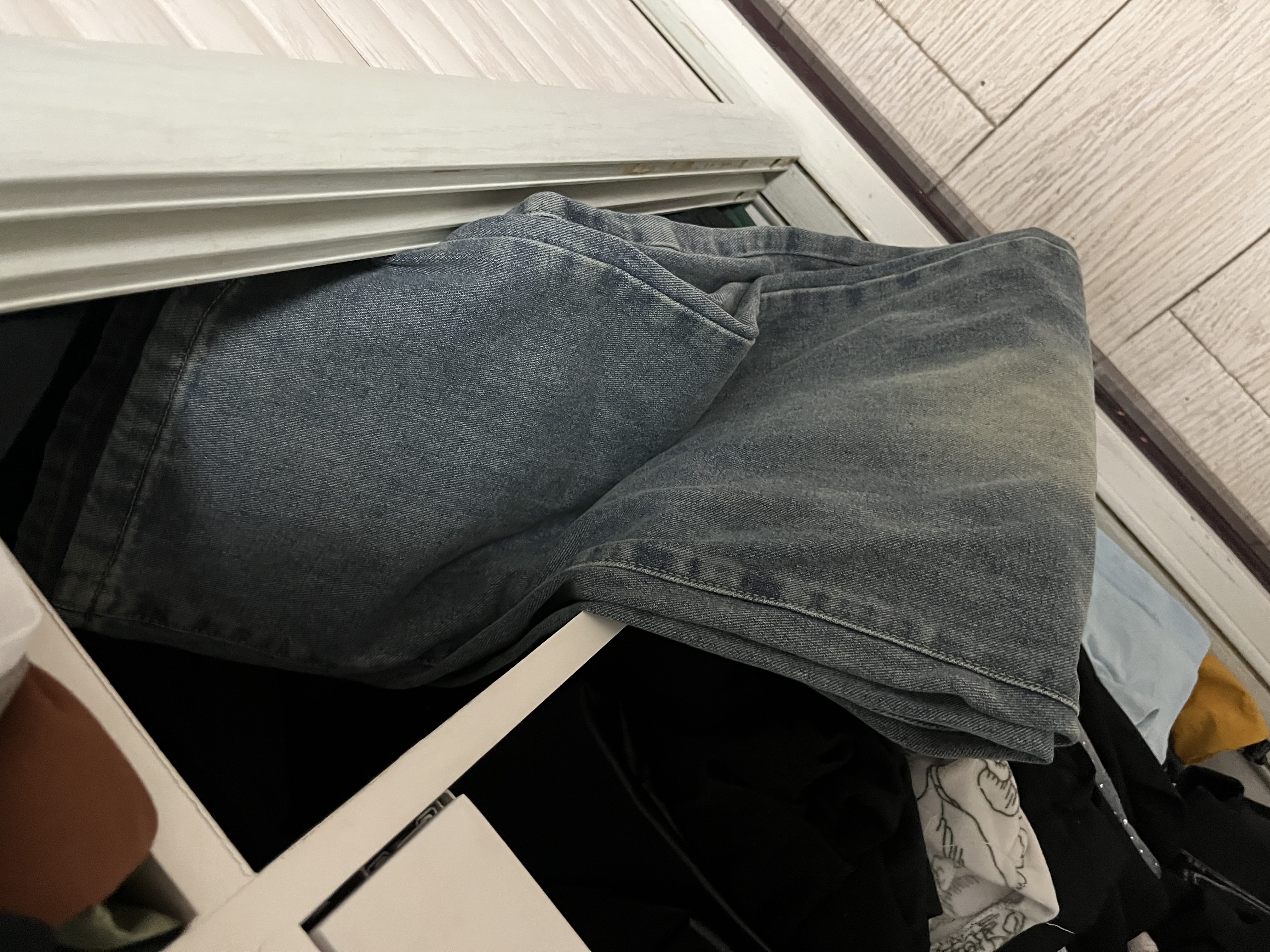 Homlean美式水洗牛仔裤男夏季高街痞帅宽松直筒阔腿长裤子HS05复古蓝3XL 实拍图