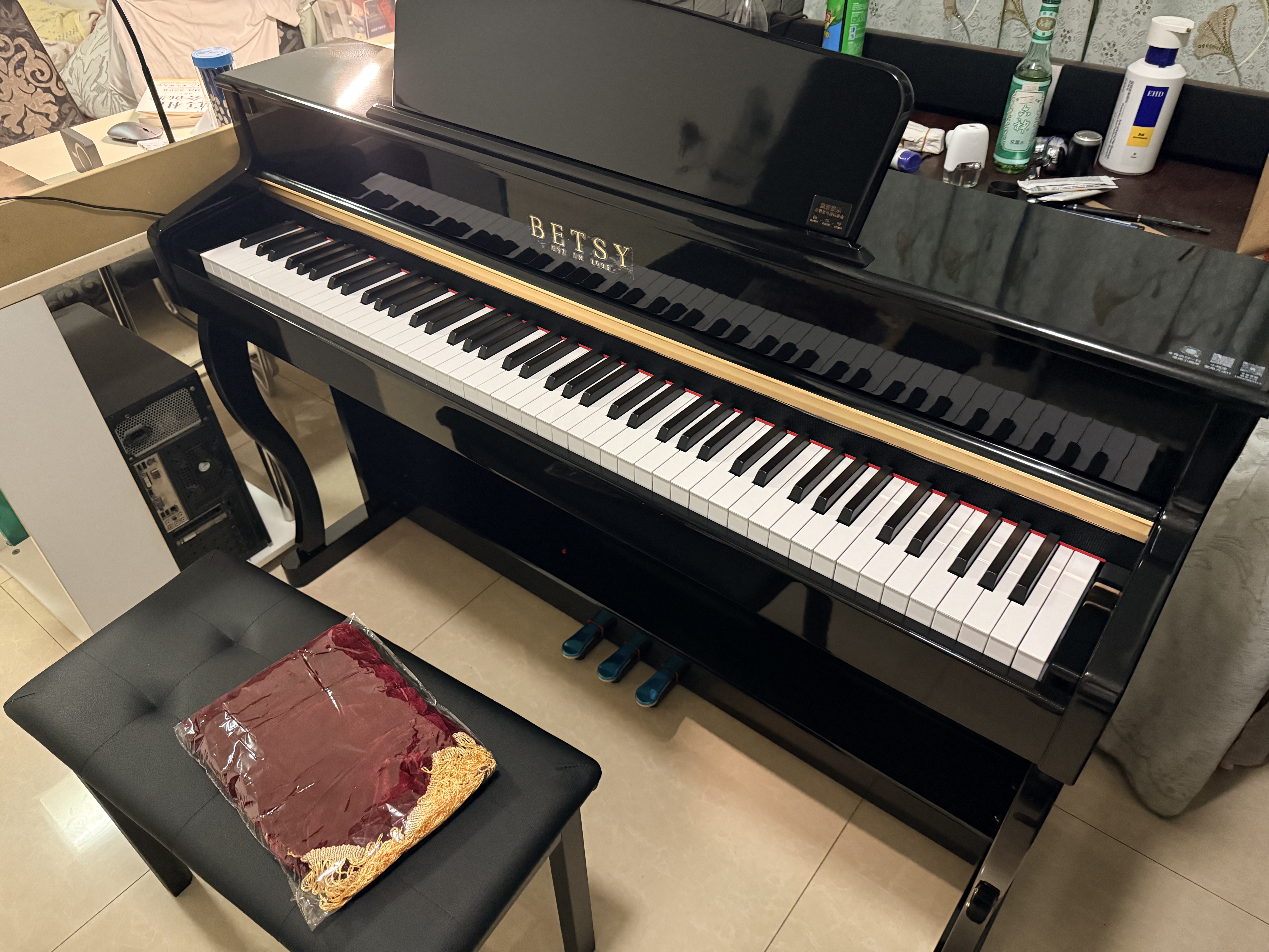 贝琪（Betsy）B321立式电钢琴重锤88键实木琴键成人专业初学者电子钢琴家用 殿堂级-B321实木键款-烤漆黑 实拍图
