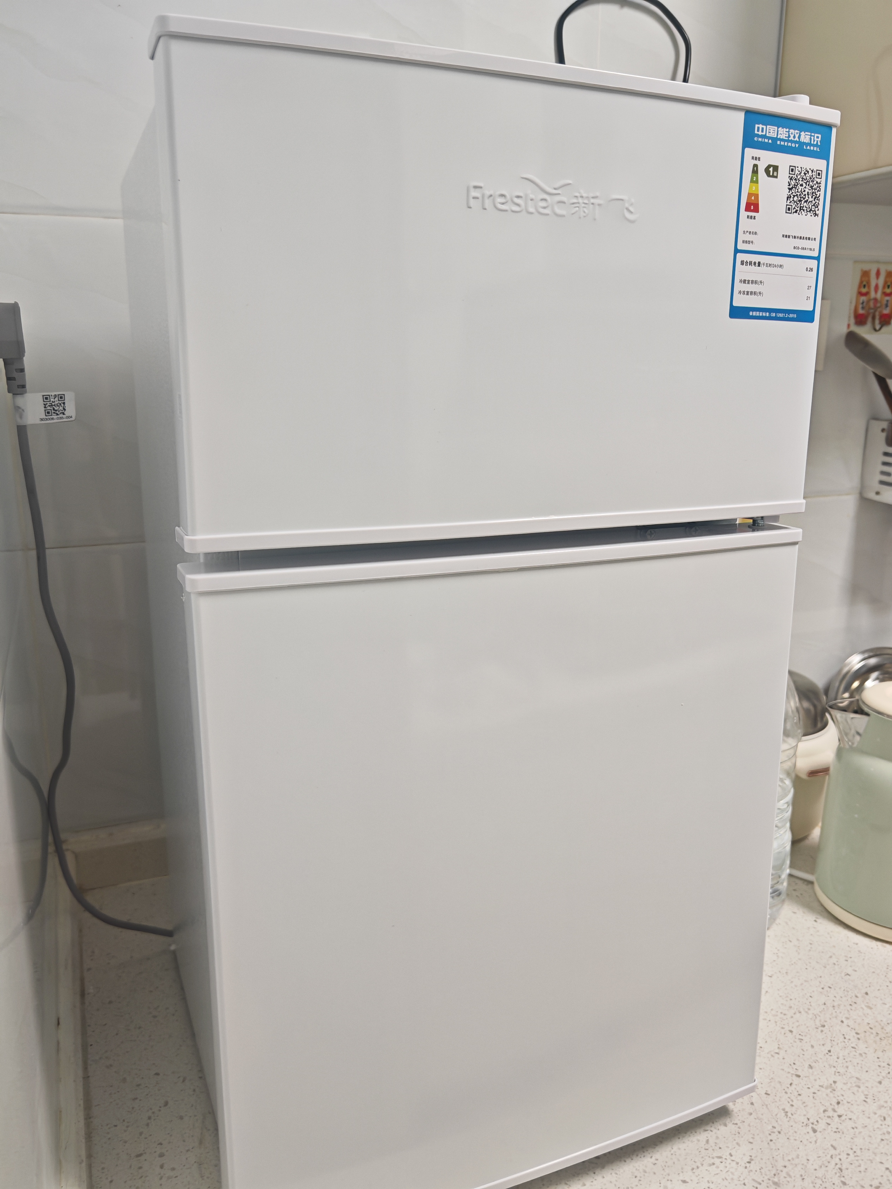 新飞冰箱家用一级能效 租房用小型二门电冰箱冷藏冷冻两用1-2人双门小冰箱办公室迷你小户型 【一级能效】59A119白色+保鲜盒款/省电王 实拍图