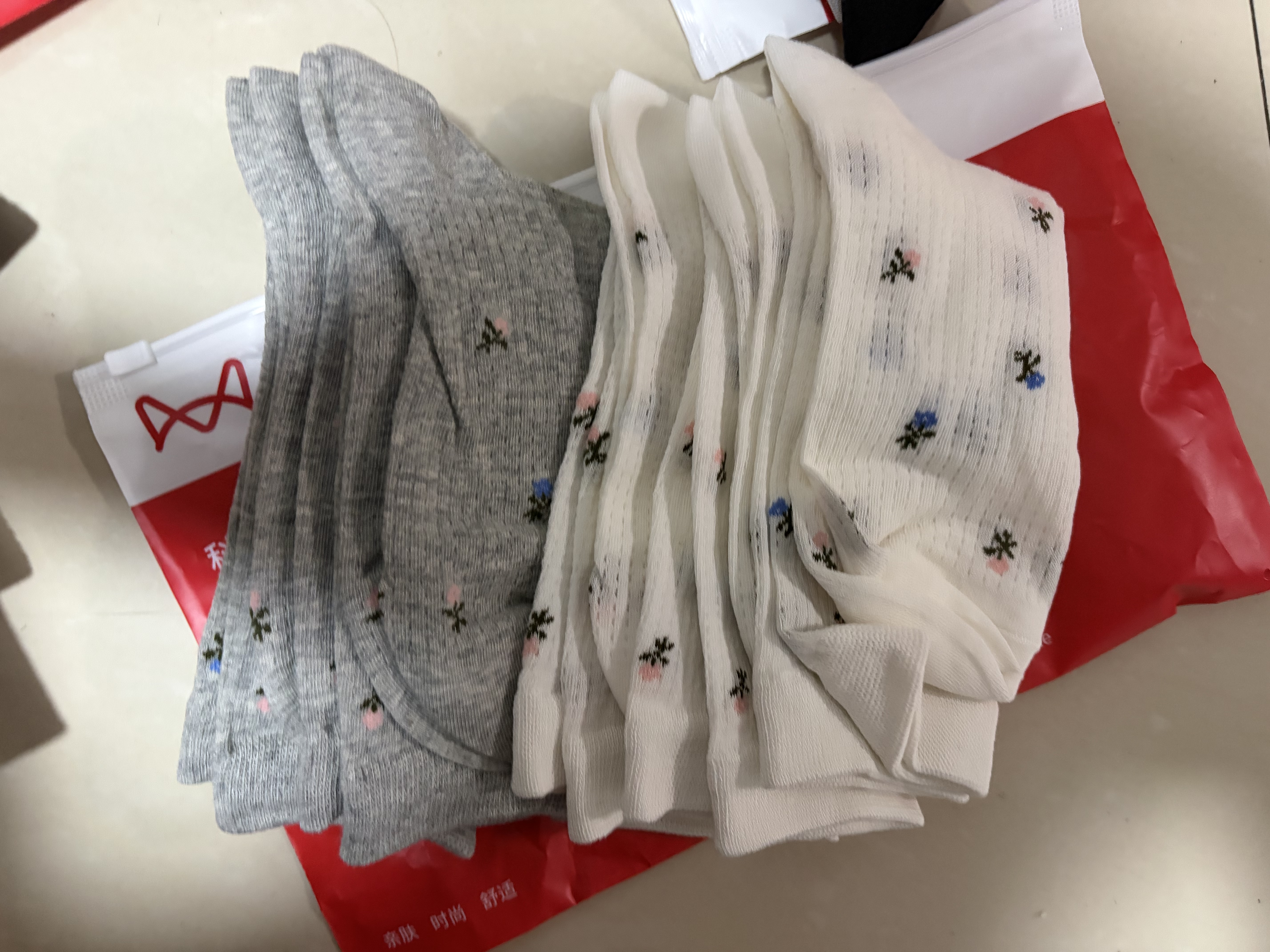 猫人女士袜子女夏季【凉感网眼】中筒袜透气miu系芭蕾风百搭堆堆袜5双 实拍图