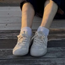 TLOUU时尚女鞋真皮小白鞋女百搭系带休闲鞋轻便透气运动鞋平底德训鞋潮 米色 36 实拍图