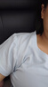 夏季ins正肩修身短款T恤甜妹辣妹休闲时尚显瘦纯欲韩版百搭上衣 浅蓝色 2XL 建议：135斤-150斤 实拍图