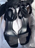 CHARLES&KEITH一字带缎面蝴蝶结绑带高跟凉鞋子女鞋生日礼物送女友CK1-61720177 BLACK TEXTURED黑色纹理 37 实拍图