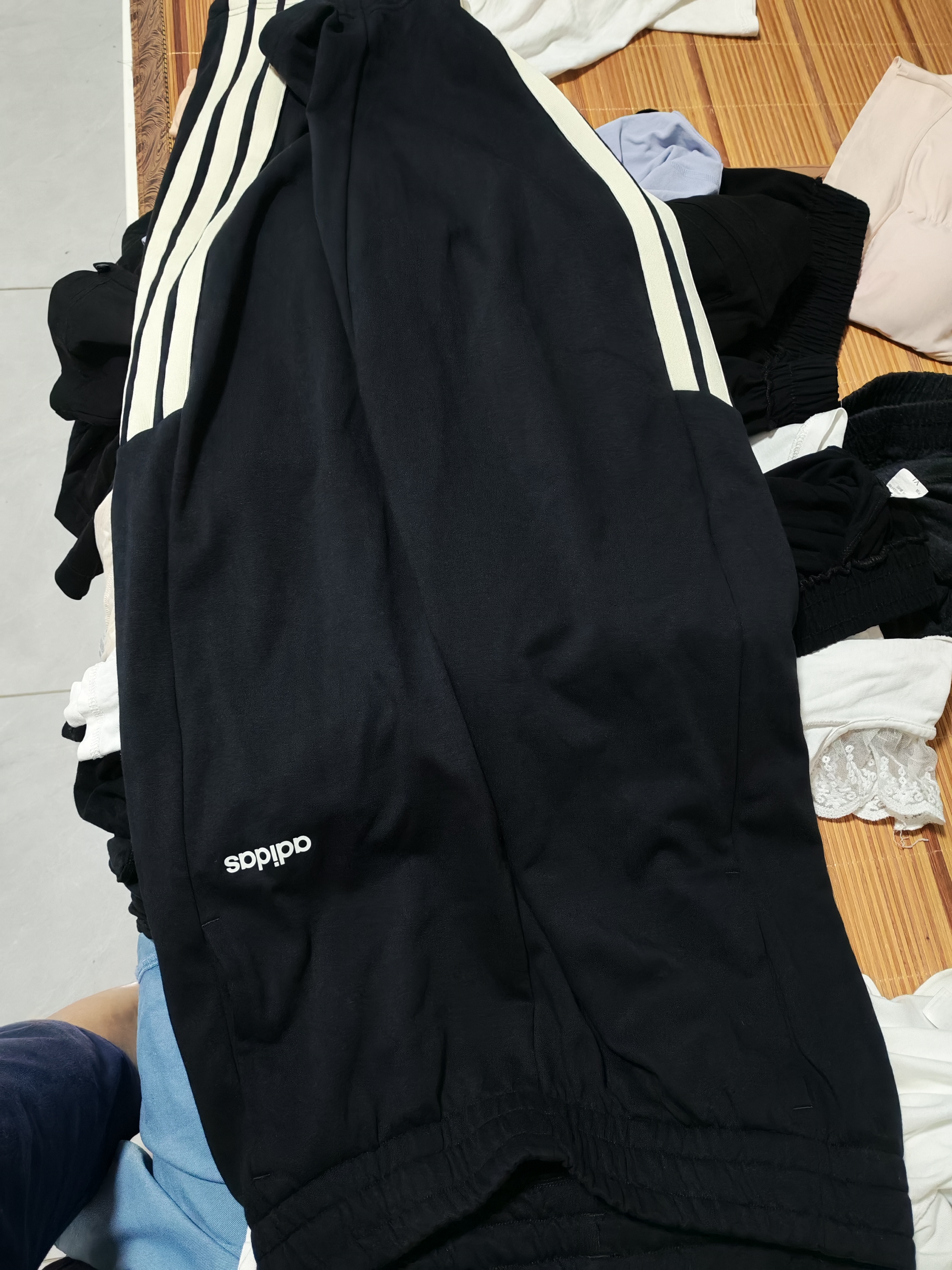 阿迪达斯（adidas）运动裤女宽松阔腿棉质休闲舒适百搭毛圈布香蕉裤 黑 M 实拍图