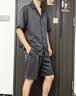 浪莎男士睡衣男夏季冰丝凉感家居服套装薄款仿真丝开衫简约翻领可外穿 实拍图