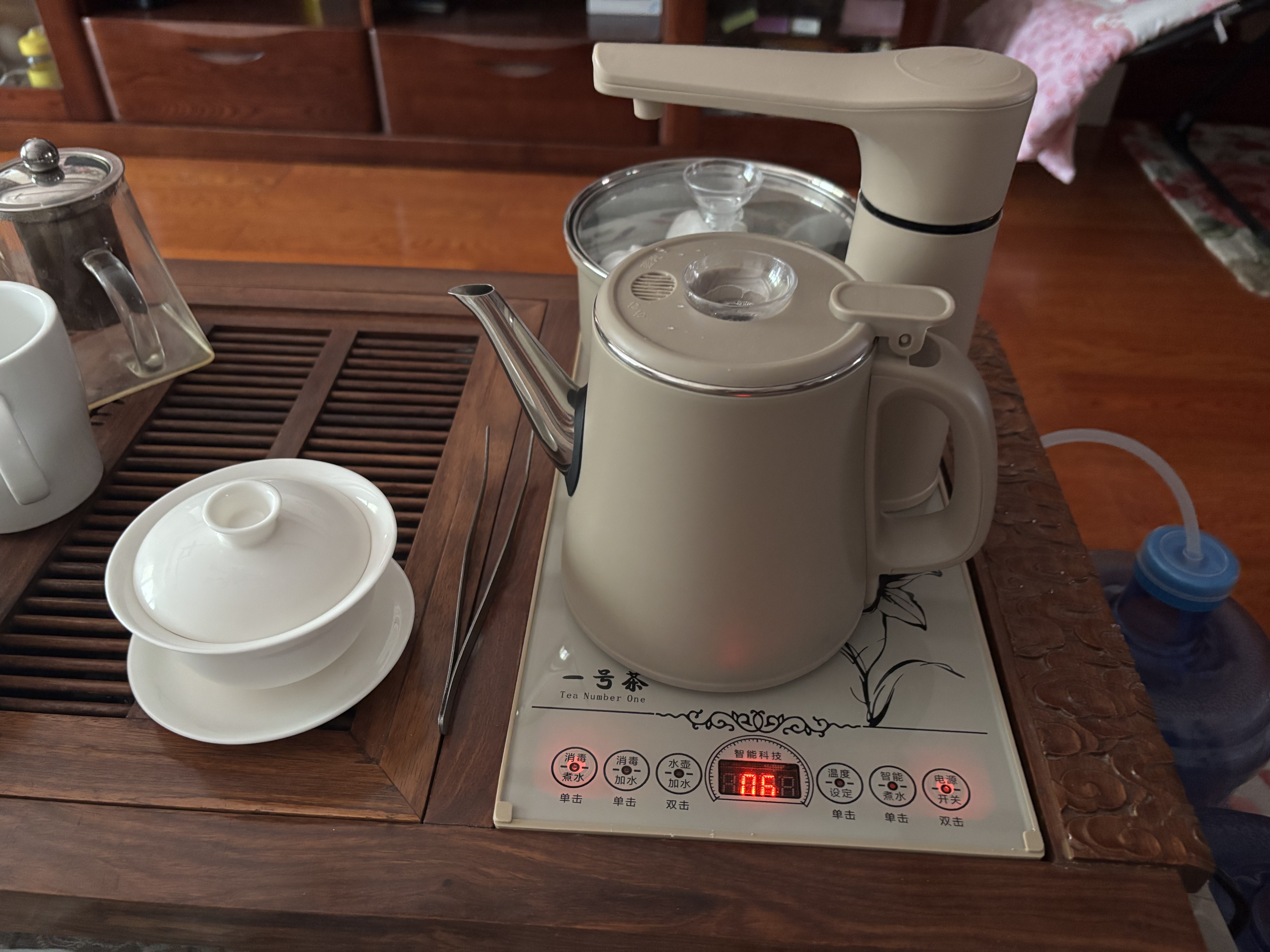 一号茶【首单立减】茶具茶桌防烫烧水壶全自动上水泡茶壶茶几嵌入式抽水壶家用烧水套装一体整套 1L 金色-双层防烫全自动-20*37cm 实拍图