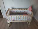 笑贝乐婴儿床拼接大床实木无漆多功能新生儿童可移动摇篮宝宝bb床无漆床 实木床+蚊帐+粉色海洋五件套 单层大床（102/60)0-3岁 实拍图