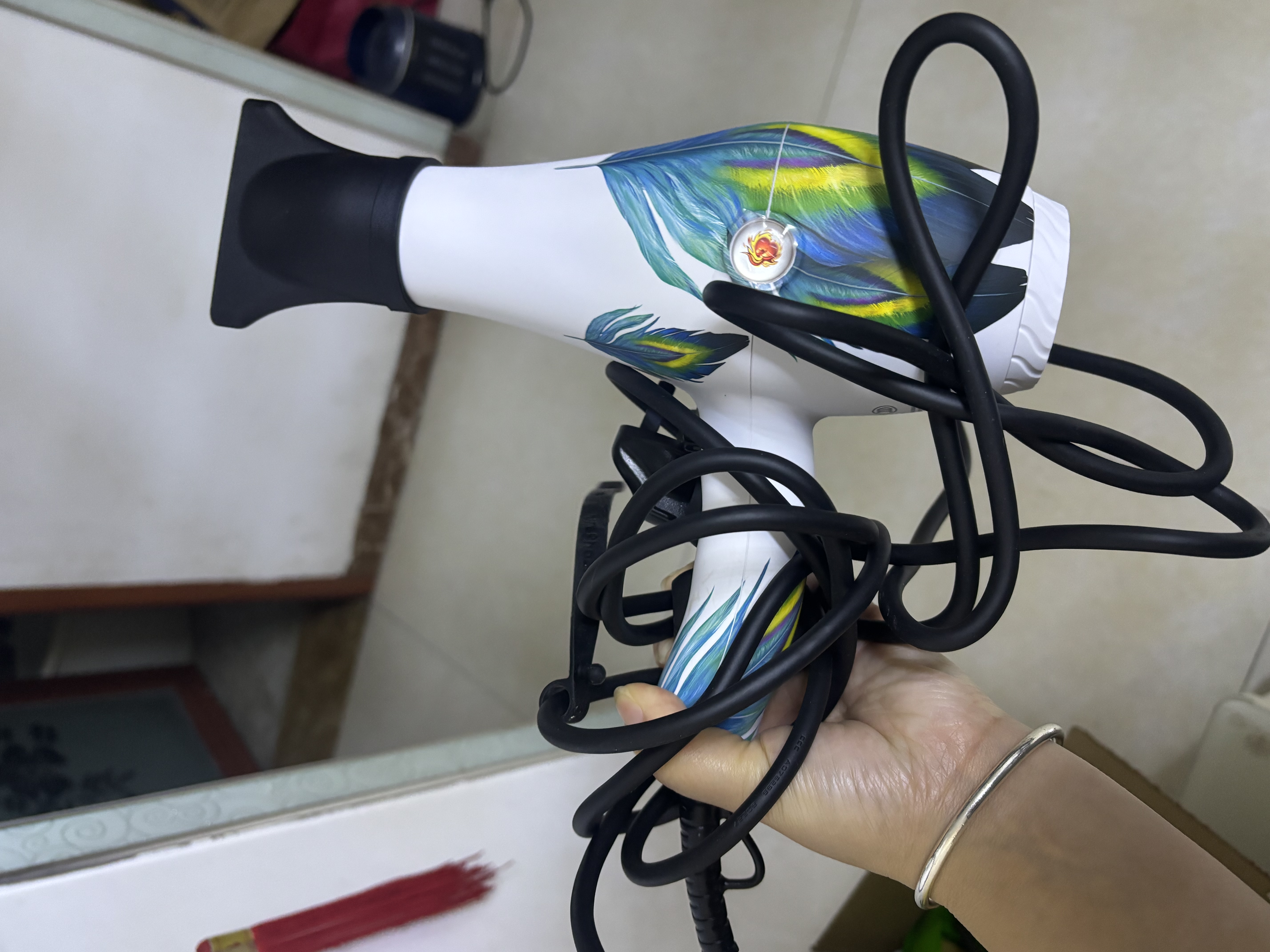 火之凤8960吹风机理发店专用 负离子2200W大功率家用高速恒温护发不伤发大风力速干造型电吹风筒 8960白孔雀(2200W) 实拍图