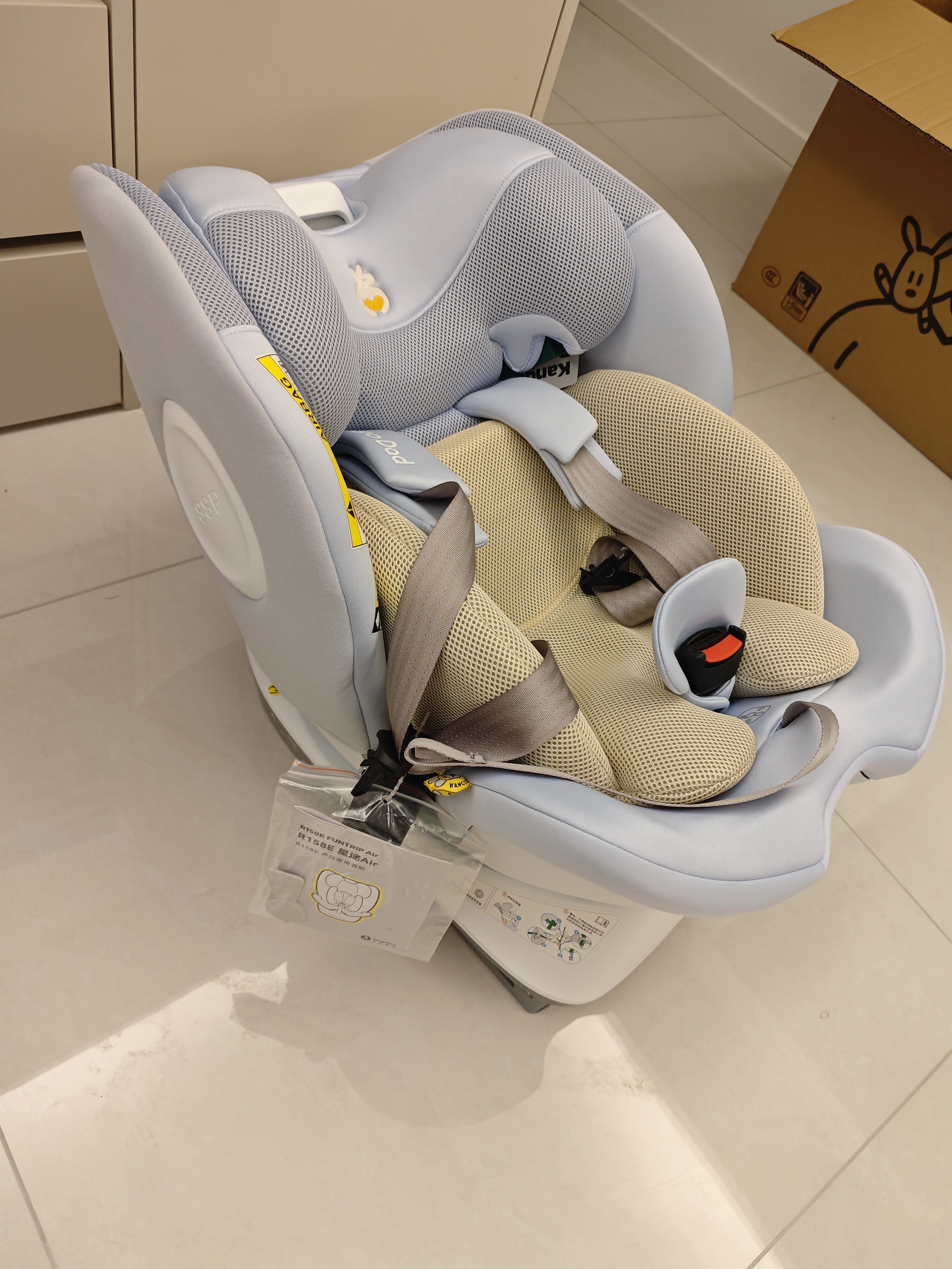 袋鼠爸爸（EURO KIDS）安全座椅0-12岁360度旋转新生儿车载座椅新国标星途Air拂晓蓝 实拍图