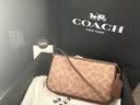 蔻驰（COACH）新款女士经典标志PLAZA手袋单肩包老花拉链女包轻奢通勤包包 B4/棕黄色 棕色 实拍图