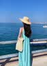 森上优集【超显白曼波青绿】吊带连衣裙女夏季海边度假云南旅游沙滩长裙 青柠蓝连衣裙 S 实拍图