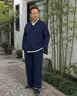花花公子（PLAYBOY）春夏秋季中国风汉服男古风茶服禅意道士袍外套居士服七分袖衫长袍 深蓝色（七分袖上衣+裤子） L （120-135斤） 晒单实拍图