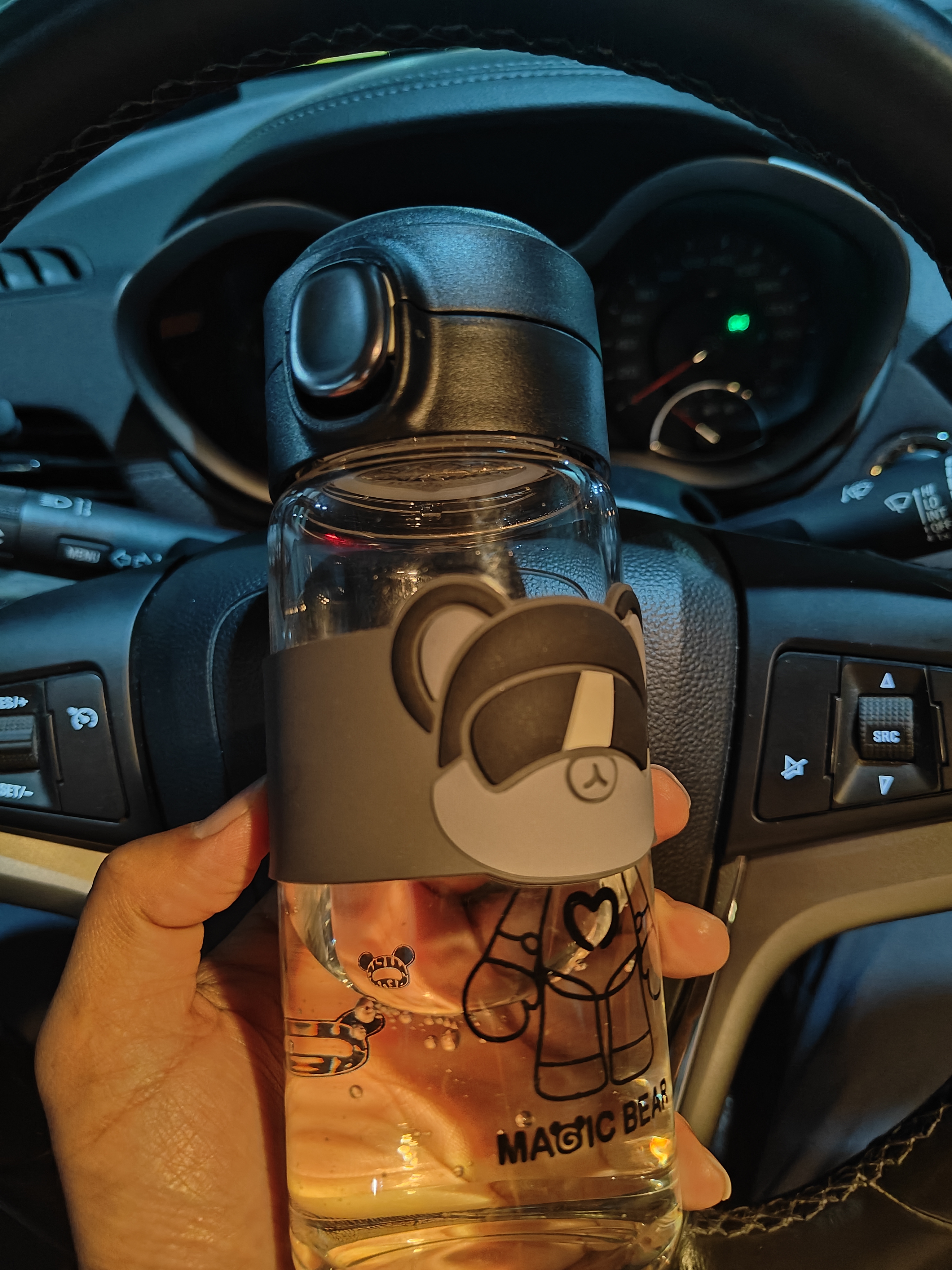 CUP MYSTERY水杯女玻璃杯子茶杯男弹盖进口高硼硅卡通可爱小熊直身杯车载 实拍图