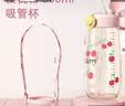 QWE吸管杯500ml樱桃粉PPSU黄金材质带刻度糖耐水杯粉嫩高颜值杯子控 实拍图