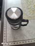 玻璃水杯商务杯大容量男女生带盖泡茶饮水礼品杯家用把手杯 黑色 实拍图