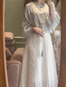 丹珠娜（DanZhuNa）新中式连衣裙女装2026夏季新款国风套装穿搭绝美汉服改良版长裙子 蓝色上衣+白色裙子 M 实拍图