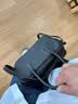 裘真【明星推荐】宽宽包植鞣牛皮休闲斜挎包手提保龄球包女 黑色 实拍图