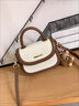 高级感真皮包包女包2025新款斜挎包轻奢手提包单肩包百搭马鞍包 米白拼咖【无挂件】高档通勤实用 实拍图