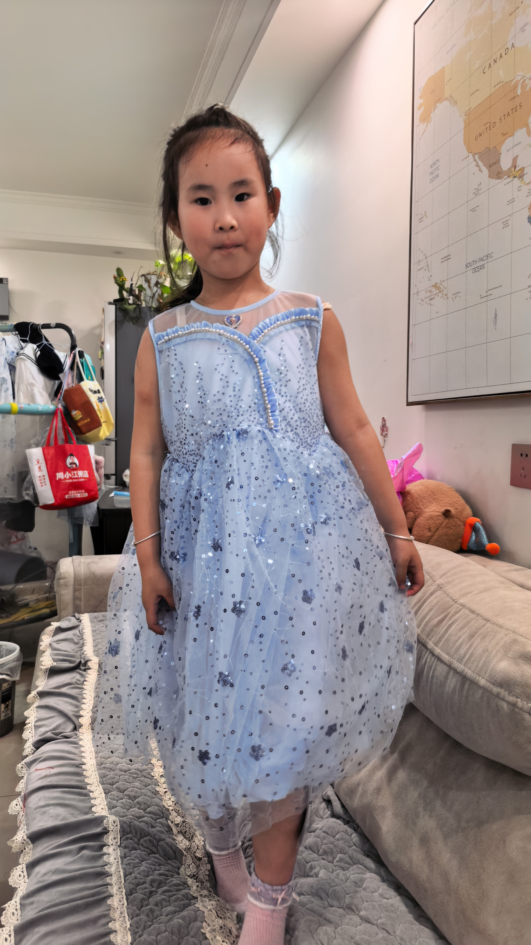 迪士尼爱艾莎公主裙子女童连衣裙2026夏季新款网纱高级礼服生日送礼物 实拍图