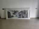 迅典山水画客厅办公室挂画手绘国画沙发背景墙装饰画风水画靠山图字画 源远流长 直角花梨色 实木带框120*275厘米加膜 实拍图