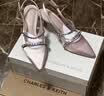 CHARLES&KEITH亮钻一字带尖头包头复古高跟凉鞋婚鞋子女鞋生日礼物CK1-61720199 粉红色Pink 38 实拍图