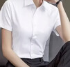 EAEOVNI短袖衬衫女职业装夏季棉女士白色衬衣通勤面试银行正装气质工作服 纯白色短袖【方.领】 38 【108-118斤】 实拍图