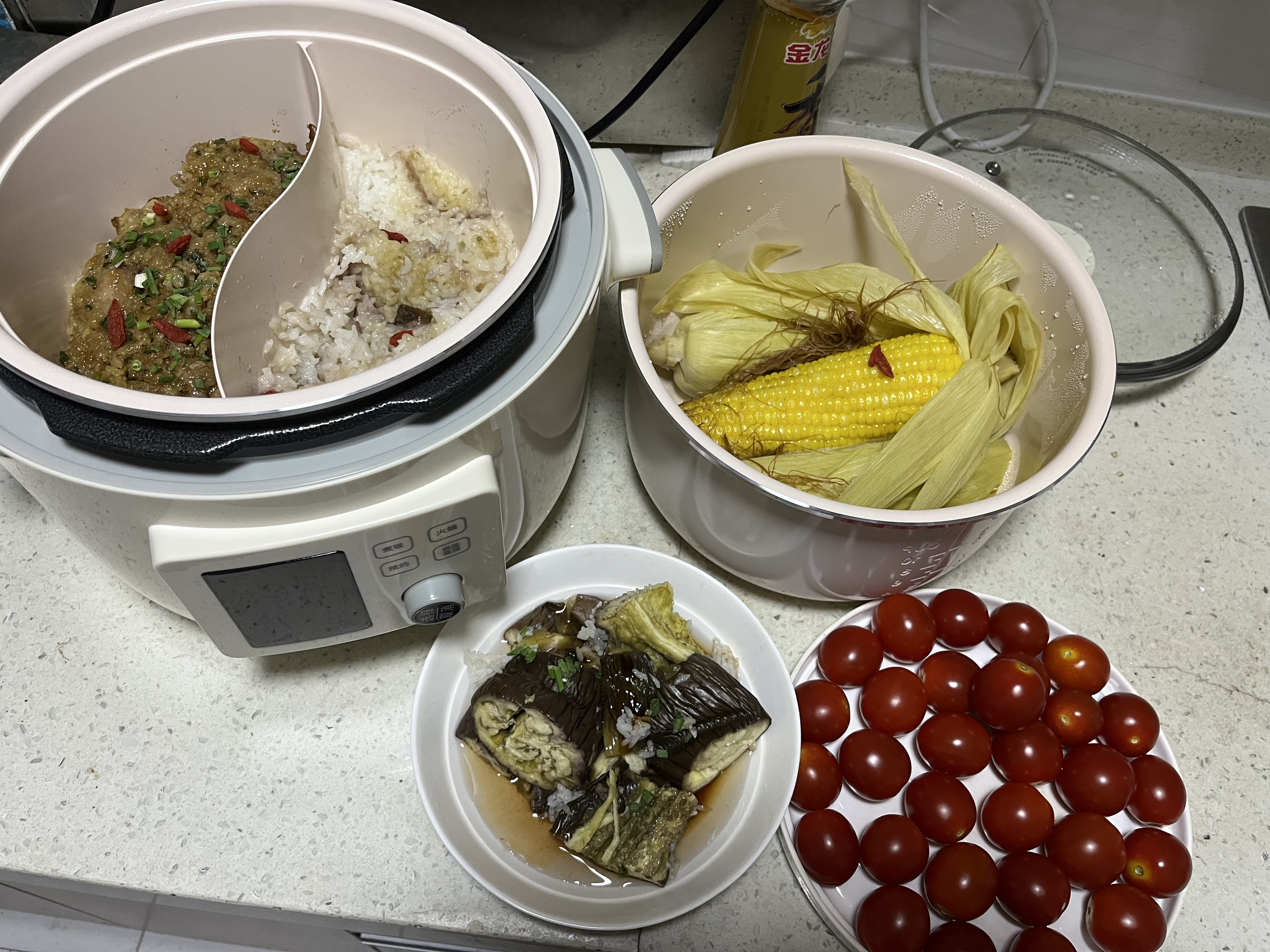韩派电压力锅家用高压双胆电饭煲5升大容量三格内胆压力锅多功能智能高压力电饭煲鸳鸯锅火锅 全家福【陶瓷釉三格胆+陶瓷釉鸳鸯胆+不粘胆】 5L 实拍图