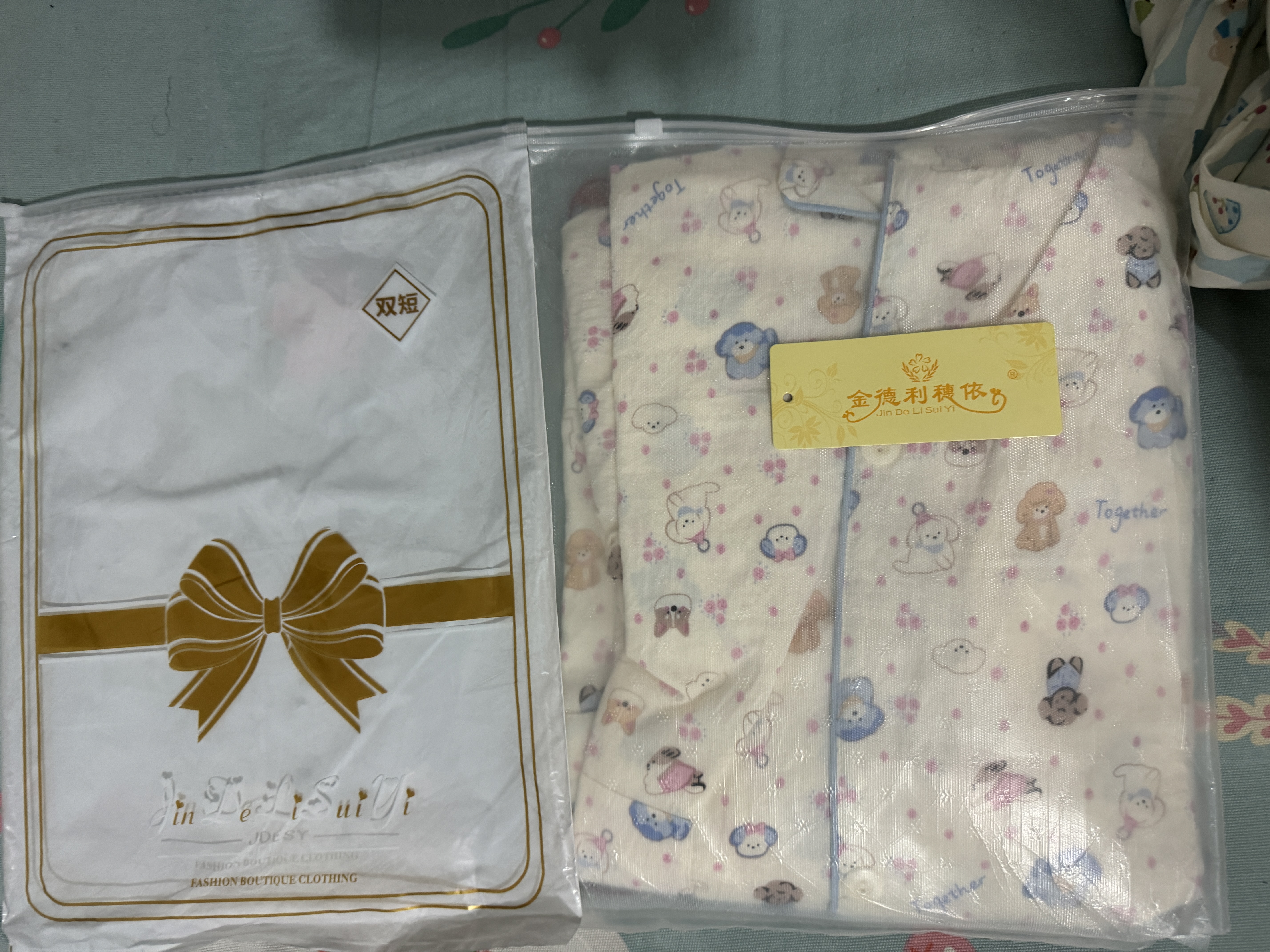 云朵棉短袖睡衣女夏季薄款可爱短裤宽松可外穿家居服套装长袖睡衣 50305云朵棉双短-11蓝色熊 M 实拍图