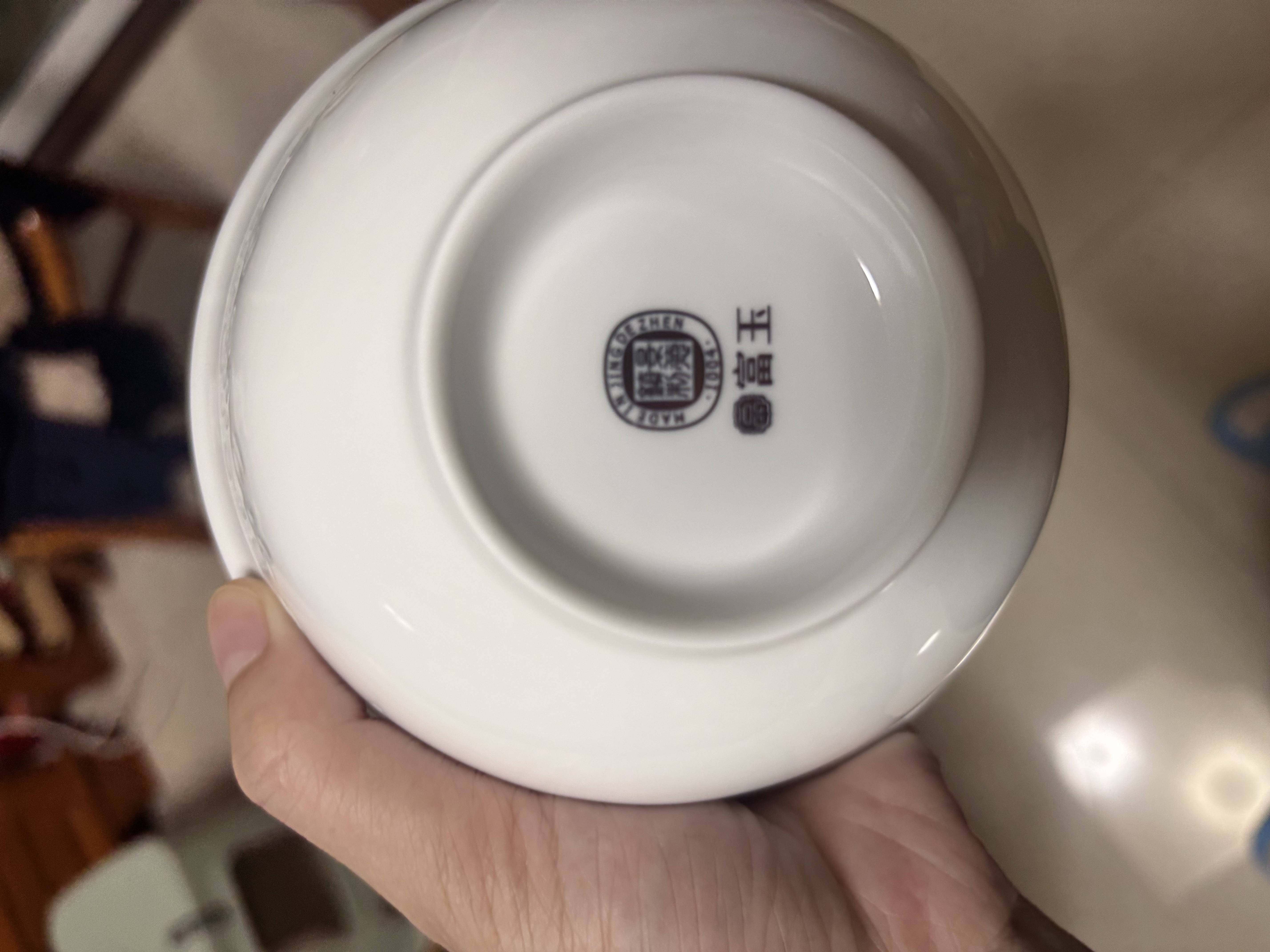 富玉景德镇玲珑餐具散件 釉下彩高温白瓷碗套组家用单个饭碗高档碗碟 玉牡丹5寸饭碗（6个-礼盒装） 实拍图