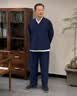 花花公子（PLAYBOY）春夏秋季中国风汉服男古风茶服禅意道士袍外套居士服七分袖衫长袍 深蓝色（七分袖上衣+裤子） L （120-135斤） 晒单实拍图