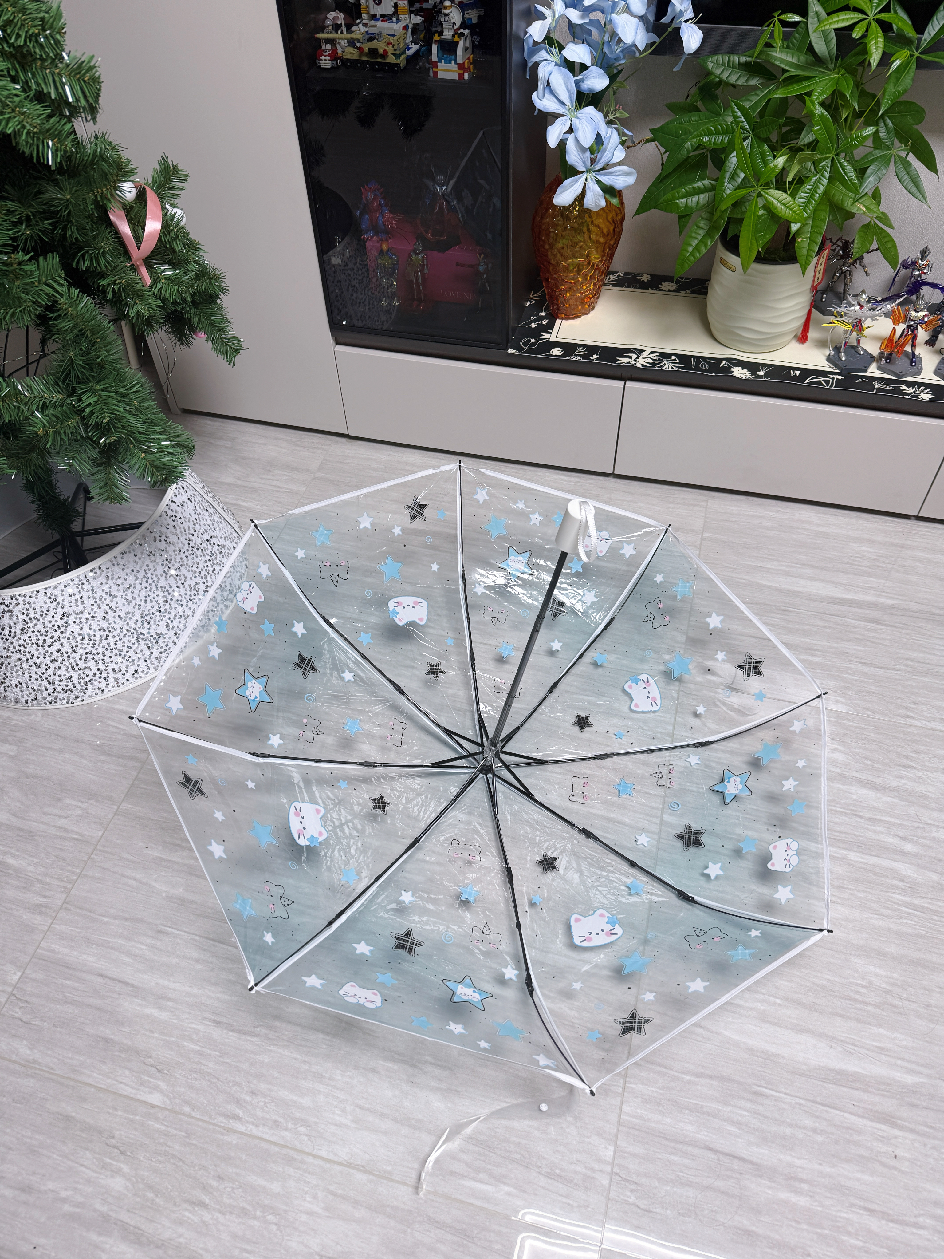 范爷家猫咪透明雨伞折叠可爱透明伞儿童加固卡通三折手动伞学生开学季 实拍图