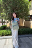 爱可乐（Echolac）双肩包女时尚背包旅行休闲电脑包百搭潮流包送女友CKP2075湖水绿 实拍图