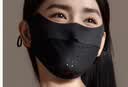松研（Breazwell）防晒口罩女夏季防紫外线冰丝轻薄透气户外骑行遮阳全遮脸 黛黑色 实拍图