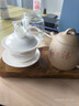 韵化羊脂玉瓷陶瓷盖碗单个悬停敬茶杯青花功夫茶具盖子悬浮泡茶碗试用 羊脂玉-水墨江山-悬停三才盖碗 实拍图