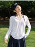 森马（Semir）长袖T恤女夏季V领纯色仿麻宽松抽绳罩衫2026温柔上衣109326101006 实拍图