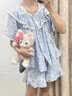 莫贝海（mobeihai）ins风睡衣女款夏季短袖2026新款公主风甜美碎花家居服套装可外穿 XDD#319#蓝色小碎花 M 建议75-95斤 实拍图