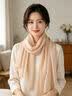 杭丝路纯色真丝丝巾女士雪纺围巾纱巾外搭防晒披肩妈妈生日礼物可定制 米色（175*65cm） 实拍图