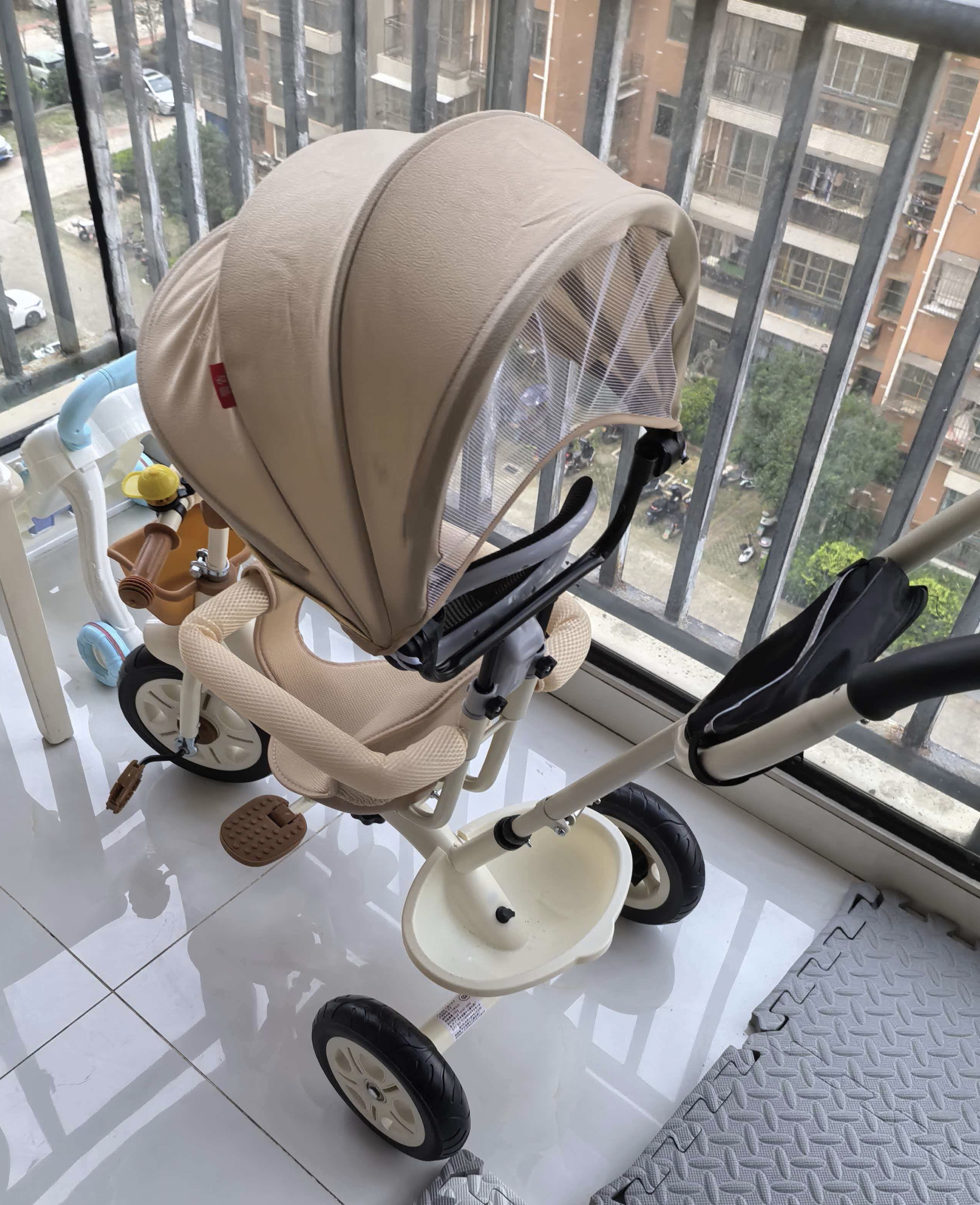 凤凰儿童三轮车遛娃神器1-3-6岁2大号婴儿手推车宝宝脚踏车自行车 宝贝熊车棚-大推手 钛空轮 实拍图