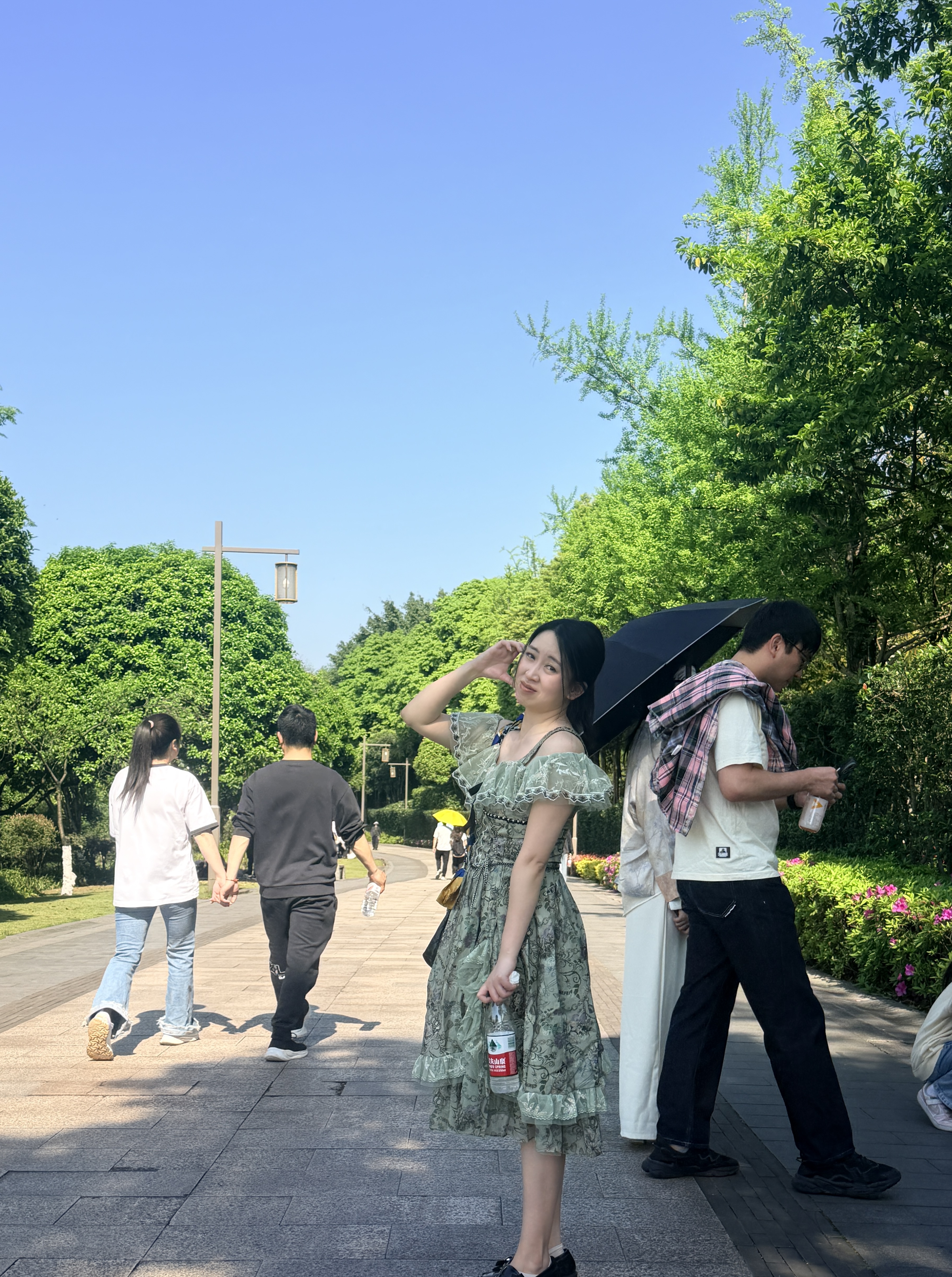 LULUALWAYS华服系列-窈窕淑女25夏季新款法式复古公主露肩连衣裙 绿色 S 实拍图