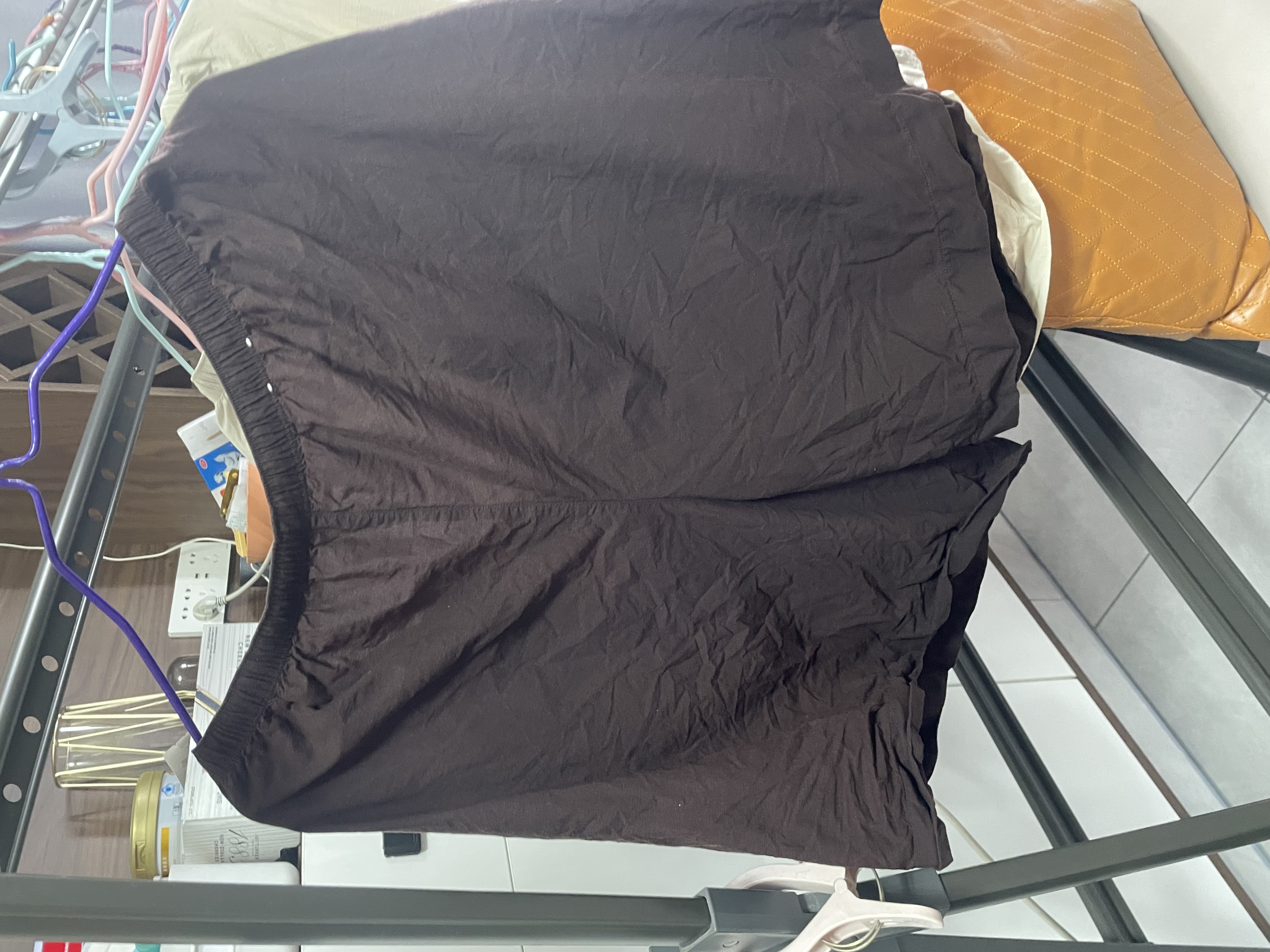 优衣库麻混纺舒适短裤女装26春夏新款485251 37 栗色 3XL 实拍图