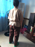 美博鸟（MEIBONIAO）【特价捡漏】高档重磅棉麻套装显瘦透气宽松大码女装中年妈妈夏季 卡其色上衣+咖色九分裤 3XL -建议145-165斤 实拍图