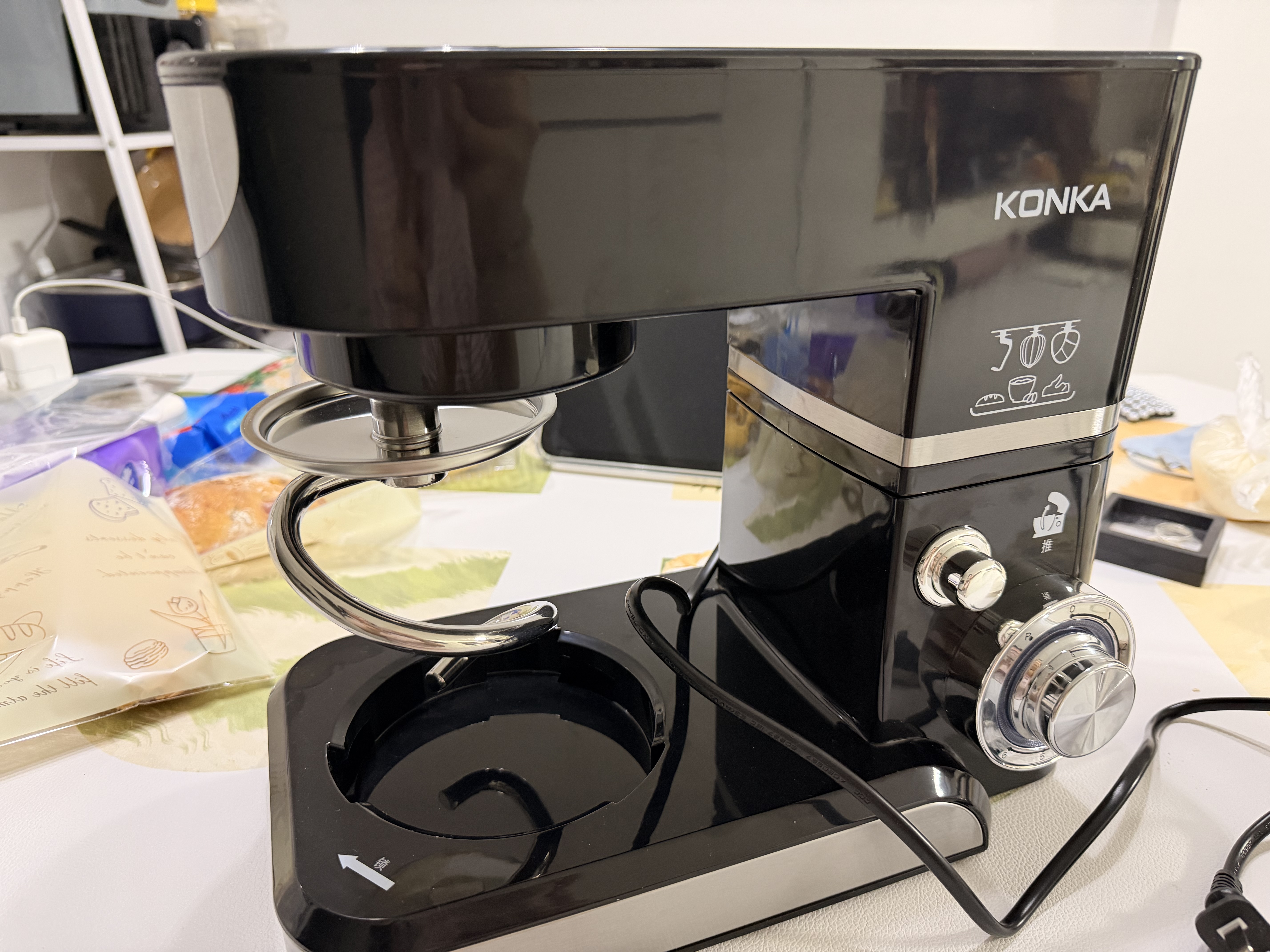 康佳（KONKA）厨师机家用和面机全自动揉面机小型蛋清奶油打发器多功能打蛋器料理搅拌机智能触控5升KCSJ-0503-A 【顶部触控】黑色 5L 1200W-不锈钢和面钩 实拍图