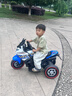 贝趣儿童电动车摩托车1-3-6岁宝宝三轮车小孩玩具车可坐人遥控电瓶车 大号警车蓝【遥控+双驱+蓝牙音乐灯光+皮座】 1-7岁生日周岁六一儿童节礼物 实拍图