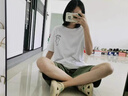 拉夏贝尔冰丝山本短裤女夏薄款宽松显瘦休闲五分裤高腰阔腿中裤 咸菜绿 S 实拍图
