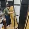 迪菲堡（DIFEIBAO）洞洞板衣柜家用卧室简易衣柜衣帽架出租房金属衣橱开放式货架衣柜 【A款黑架前帘+双侧洞洞板】160*45*200 实拍图