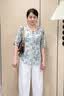 恒源祥2026夏季妈妈装印花雪纺上衣圆领中袖T恤中年女装宽松透气打底衫 实拍图