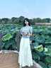 茵曼【秀场同款】索罗纳凉感条纹短袖女26夏针织衫上衣蓝色M 实拍图
